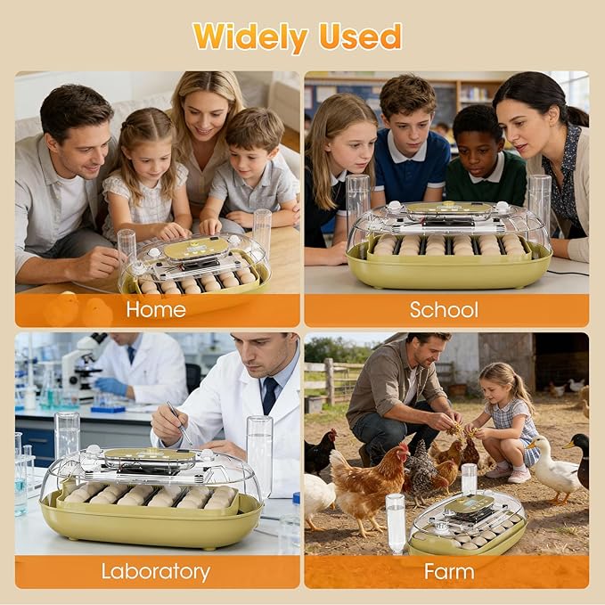 24 Egg Incubator for Hatching Eggs, Automatic Egg Turning, Temperature & Humidity Control, Egg Candler, for Hatching Chicken, Duck, Quail, Goose - Ideal for Farm, Classroom, Home Use