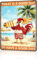 Funny Chicken Metal Sign Beach House Decor Today Is A Good Day To Have A Good Day Tin Signs Vintage Poster Wall Decor For Home Cafe Kitchen Bar Man cave Swimming Pool Office 16 * 12 In