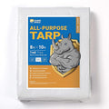 GUARD SHIELD White Tarp 8x10 Feet Medium Duty All Purpose Poly Tarps Cover 7mil