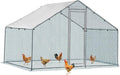 VINGLI Large Metal Chicken Coop for Chickens, Walk-in Chicken Run with Waterproof Anti-UV Cover, Heavy-Duty Chicken Pen with Security Lock for Outdoor Backyard Farm Use (6.5'Lx9.8'Wx6.5'H)