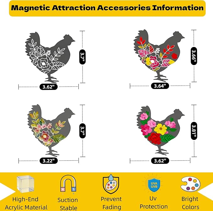 Funny DIY Magnetic Attraction Design,Vintage Chicken Decor Metal Sign, Funny Farmhouse Kitchen Wall Art, Unique Home Decor Gifts for Women, Farmhouse Style Enthusiasts, Retro Chicken Coop Accessories,8*12 Inch (Light Grey)