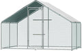 Large Metal Chicken Coop Heavy Duty Chicken Pens Outdoor with Top Walk in Poultry Cage Chicken Run Dog Kennel with Water Resident and Anti-UV Cover for Yard with Cover Duck Rabbit Cage