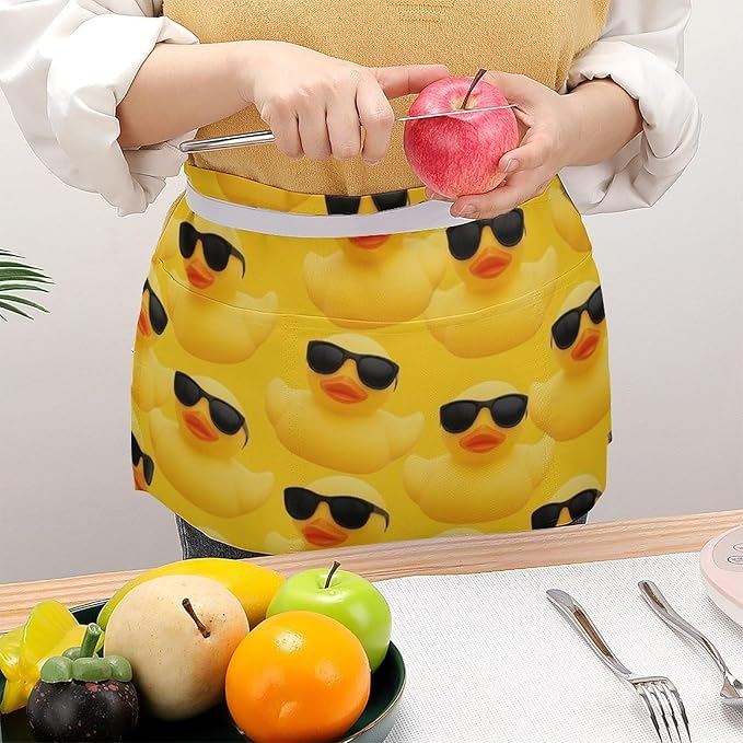 Server Waist Aprons Waitress Unisex Chef Works Half Apron with 3 Pockets