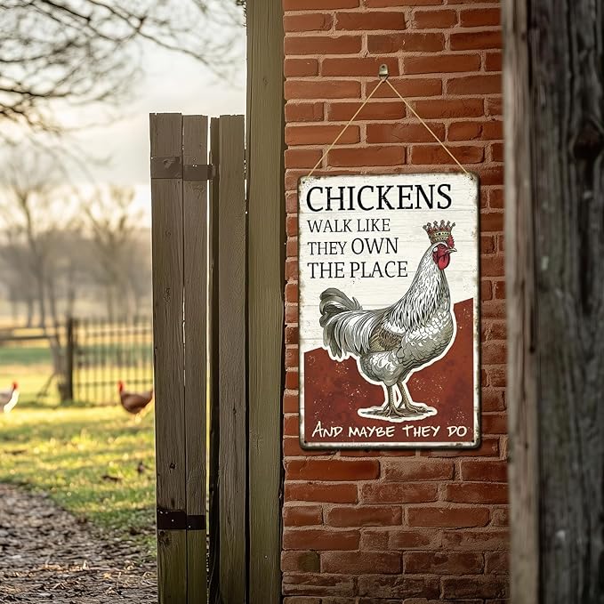 Vintage Chicken Coop Metal tin sign decor, Rustic Farmhouse Funny Chickens sign Wall Art, Father`s day gifts,tinsigns, 8x12 Inches tinsign, Humor Gift for Home, Kitchen, Farm, Coop, Country Style