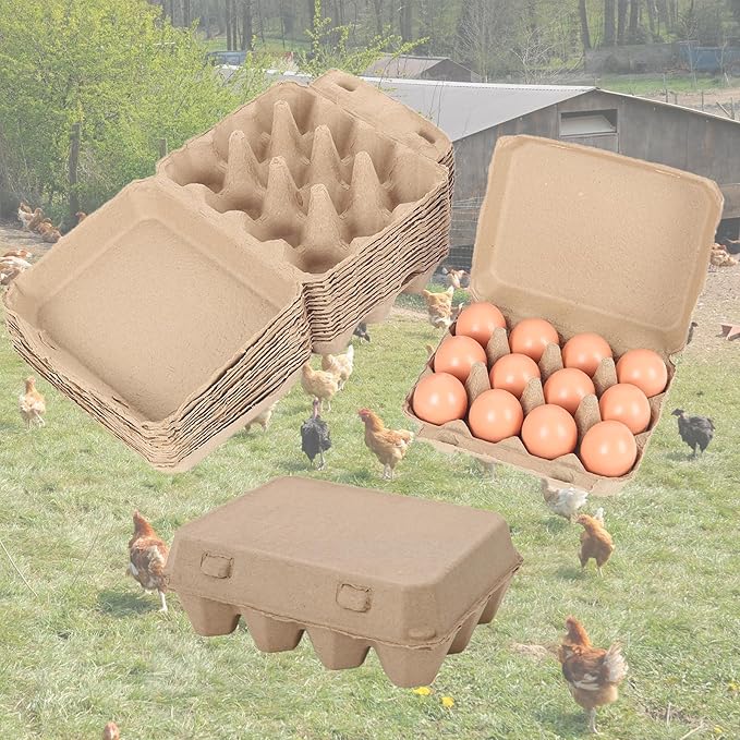 Egg Cartons Cheap Bulk, 3x4 Style Egg Storage Containers Holder, Sturdy Natural Pulp Material Perfect for Storing Extra Eggs (15 Pack)