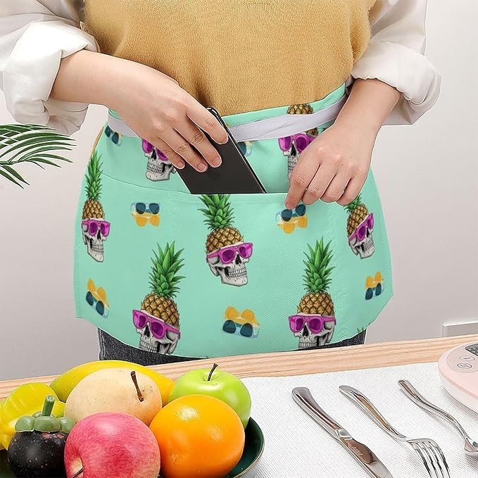 Half Apron with 3 Pockets Chef Cooking Kitchen Restaurant Aprons for Women Men