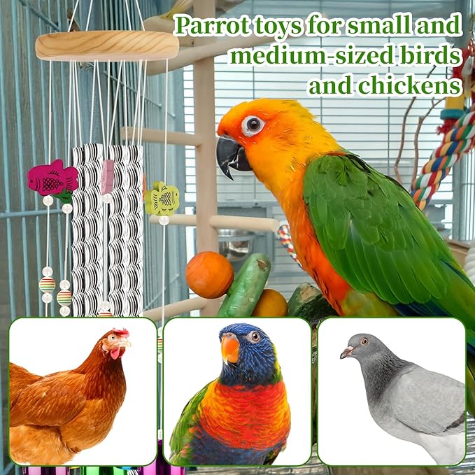 1PCS Colorful Chicken Tool for Coop, Multicolor Budgie Wind Chime Enrichment Tool, Art Hanging Decoration for Bird/Hanging Bell Parrot Roosters, Home Garden Musical Coop Accessories for Hens, Chicks