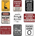 WERNNSAI Man Cave Party Decorations - 9 PCS Funny Man Cave Party Sign Decoration for Men Boys ManCave Theme Birthday Supplies Vintage Little ManCave Decor Beer Sign Poster for Home Garage Yard Decor