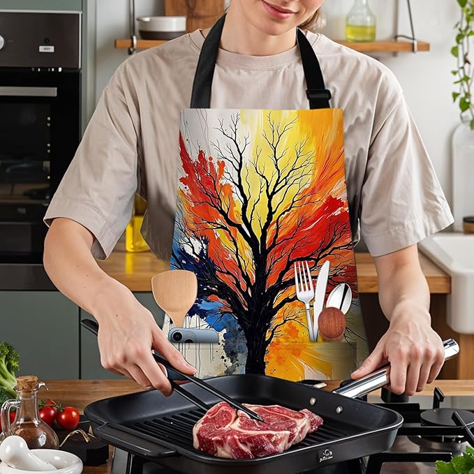 Apron Adjustable Waterproof with Two Deep Pockets Wowen men for Summer BBQ Pool Parties & Resorts