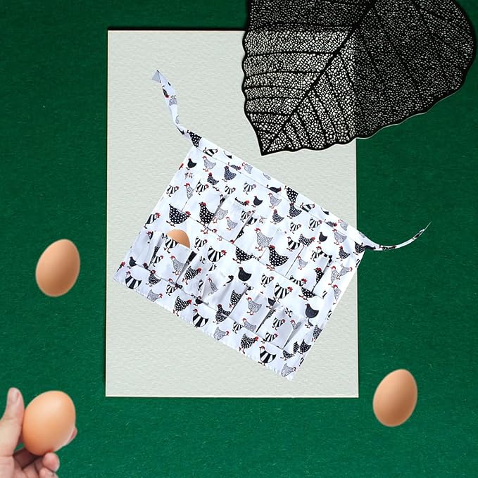 Egg Collecting Apron Chicken Egg Apron for Fresh Eggs Holder Deep Pocket Gifts for People with White Medium