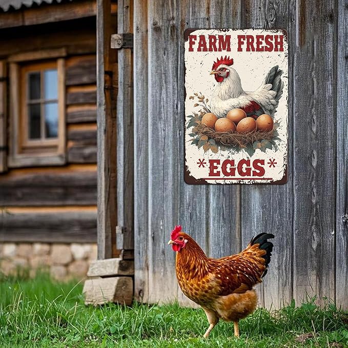Funny Chicken Signs Farm Fresh Eggs Aluminium Sign Metal Chicken Signs Decor Home Ktichen Farm Are Wall 12x16 Inch Vintage Chicken Signs For Coop Metal Tin Signs Poster