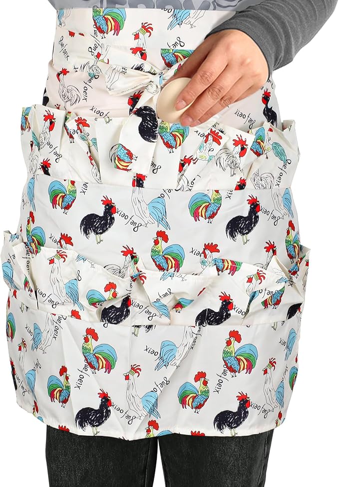 12 Deep Pockets Egg Apron, Chicken Egg Collecting Apron, Egg Holding Apron, Duck Goose Egg Gathering Apron for Housewife
