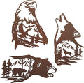 J-Fly Metal Bear Wall Decor Eagle Wall Decor Wildlife Wall Art Rustic Cabin Decor Laser Cut Bear and Wolf Eagle For Living Room Valentine Bathroom etc Indoor & Outdoor Decor 3 Pack