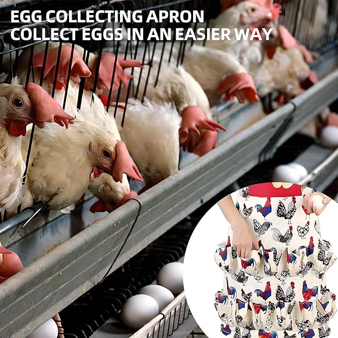 Egg Apron,Egg Collecting Apron for Chicken Duck Goose Eggs,Chicken Egg Apron for Housewife Farmhouse Kitchen Restaurant
