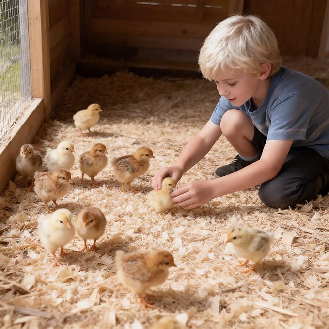1LB/2LB Chicken Coop Bedding for Chicks– White Poplar Wood Shavings, Ultra-Absorbent Chick Brooder Bedding, Natural Odor-Control Wood Flakes for Keep Coop Dry Clean and Tidy (2LB)