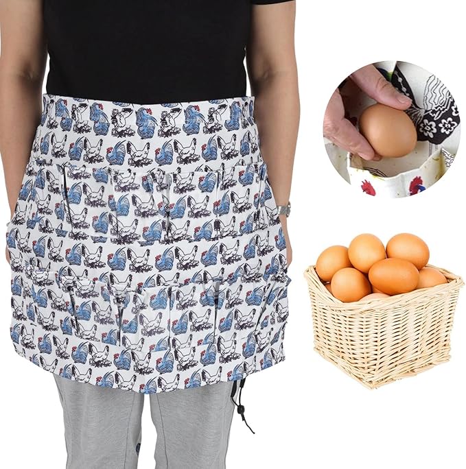 Eggs Apron,12 Deep Pockets Egg Collecting Apron,Eggs Collecting Gathering Holding Apron for Chicken Duck Goose Turkey Eggs Adult Gift for Chicken Owners(A)