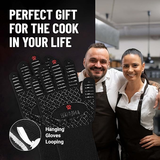 Small Heat Resistant Grilling Gloves for Women - Heat & Fire Proof Gloves for BBQ with Silicone & Cotton Lining | Barbeque, Kitchen, Baking, Oven Gloves for Meat Handling