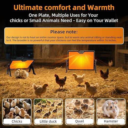 Brooder Plate for Chicks, Smart Chick Coop Heater Plate, Can Be Used for 25 Chickens,Chick Brooder Plate with Remote Control, Adjustable Temperature, Height and Angle, Coop Poultry Heating