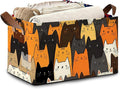 Funny Cat Storage Baskets,Foldable Organizer Bin with Handles for Home Living Room Bedroom Closet Box 17x11.5x10Inch