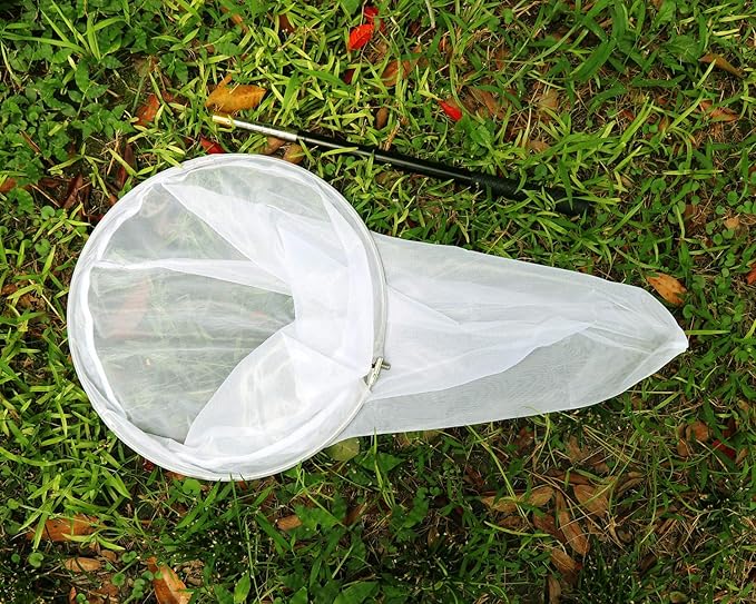RESTCLOUD Professional Insect and Butterfly Net with 14" Ring, 26" Net Depth, 59" Telescopic Handle Full Extends to 73" Stainless Lockable