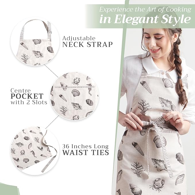 Maison d' Hermine 100% Cotton Apron for women with Pocket Kitchen Chef Apron for Men Cooking Easter Decorations