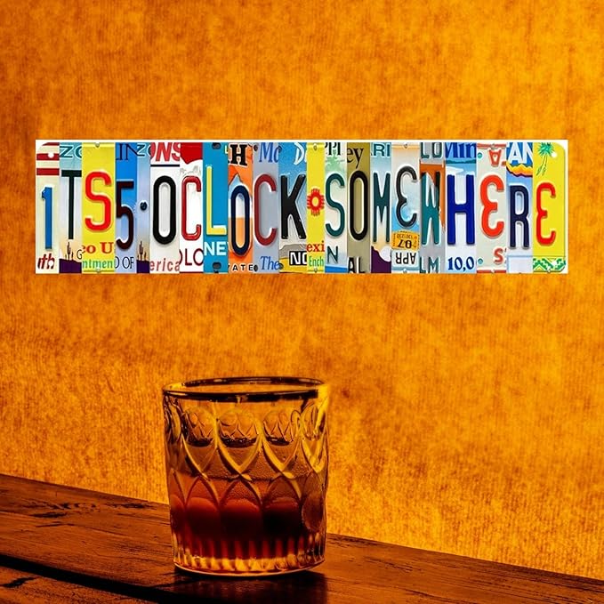 Cenacle It's 5 O'clock Somewhere Bar Signs Man Cave Decor Vintage Metal Wall Decor Sign 4x16 Inches
