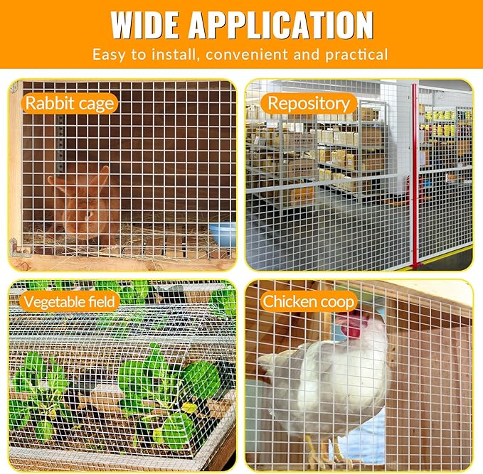Hardware Cloth 1/2 inch 48 x 100 ft Galvanized Chicken Wire Fencing 19 Gauge Heavy Duty Hot Dip Galvanized Wire Fence Roll for Chicken Poultry Coop, Animal, Fencing,Garden Protection