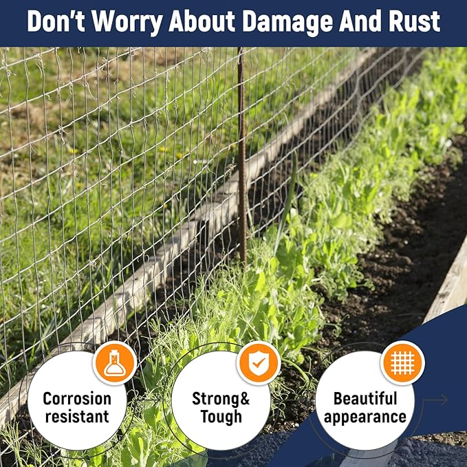 4'×50' Welded Wire Mesh, Galvanized Chicken Wire Fencing 2'' X 4'' 15GA, Garden Decorative Fence for Chicken Coop Barrier, Rabbit Snake Fences, Poultry Enclosures