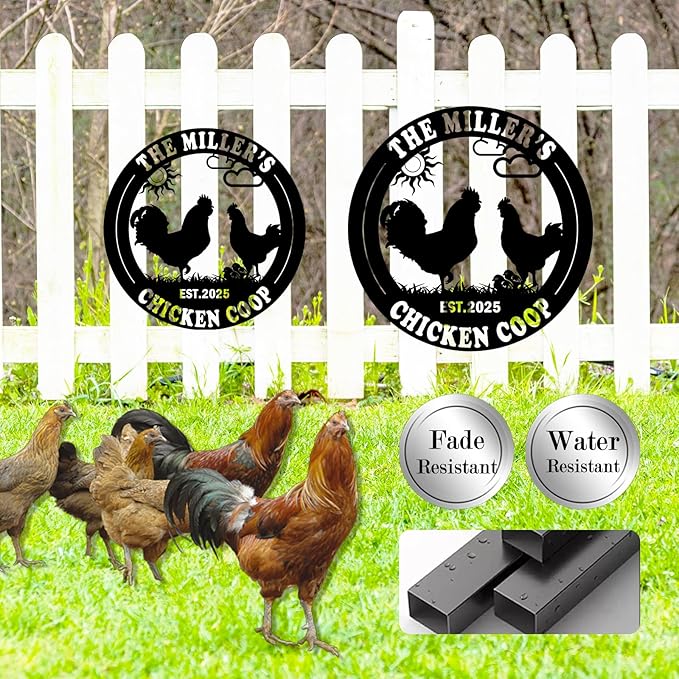 Custom Chicken Coop Metal Sign, Personalized Farmhouse Wall Decor, Vintage Fluffy Butt Hut Decor, Custom Name Sign for Farm, Gifts for Chicken Lovers