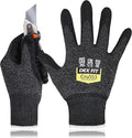 DEX FIT Level 5 Cut Resistant Gloves Cru553, 3D-Comfort Stretchy Fit, Power Grip, Professional Grade, Thin, Touch-Screen Compatible, Durable, Machine Washable; Black Grey S (7) 12 Pairs