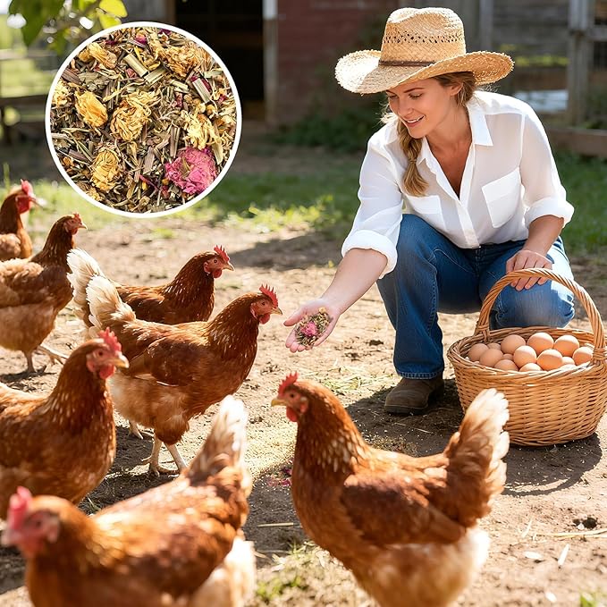 23oz Luxury Chicken Nesting Herbs, 7 Natural Floral & Herbal Blend Nesting Herbs for Chicken Coop Living Bedding, Pads, Boxes and Hen Coop Accessories, Calm Hens, Better Egg Quality