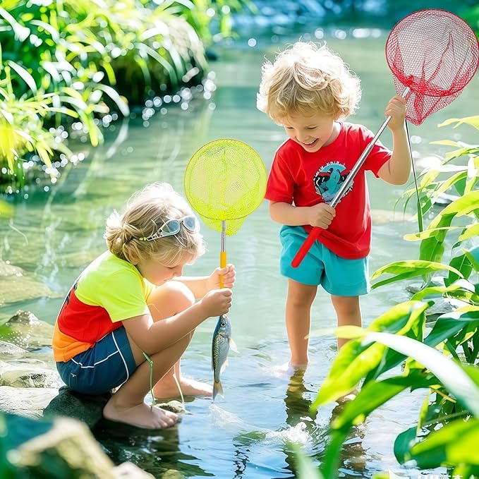TSYAN Telescopic Butterfly Fishing Nets for Kids Catching Insect Net Outdoor Tools for Catching Bugs Fish Insect Ladybird, Extendable 34" Inches and Anti Slip Grip