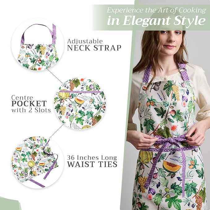 Maison d' Hermine 100% Cotton Apron for women with Pocket Kitchen Chef Apron for Men Cooking Easter Decorations
