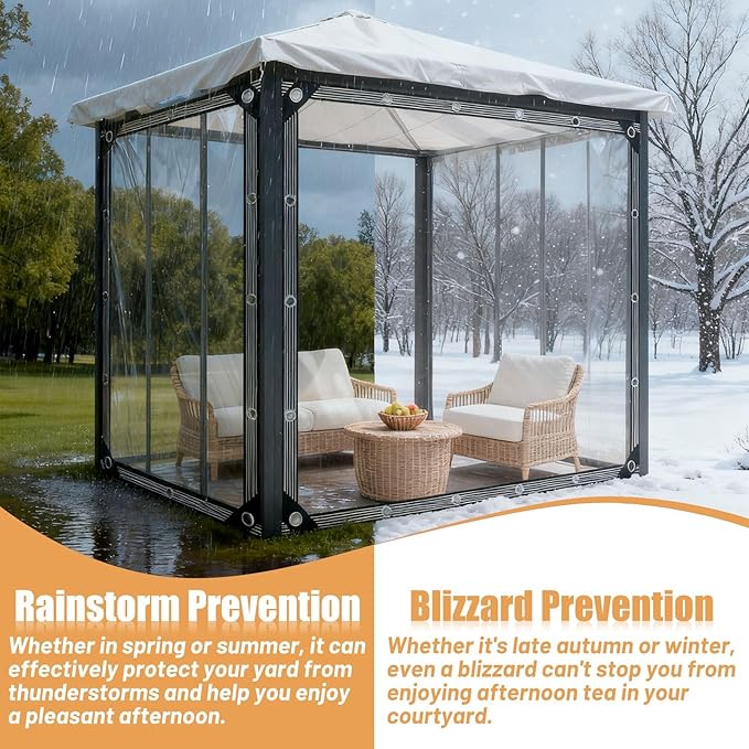 XhuangTech Clear Tarp with Grommets 6x8FT, Heavy Duty 14Mil Thickened PVC Outdoor Garden Cover Tear Resistant, Waterproof Tarps for Chicken Coop Patio Porch Greenhouse Enclosure