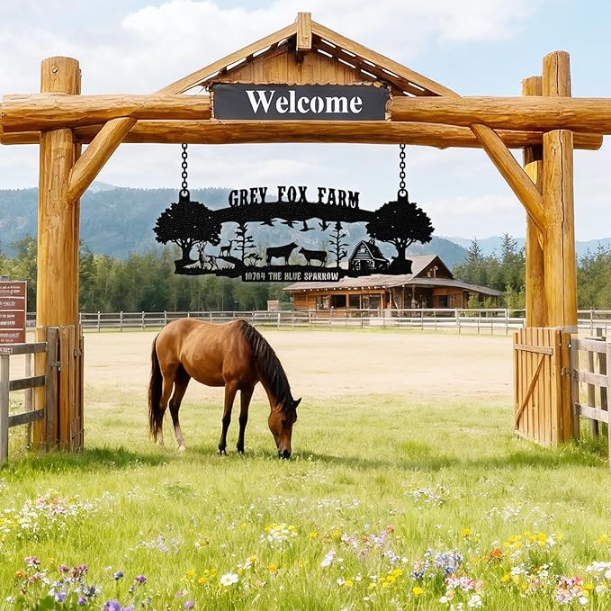 Personalized Farm Sign, Custom Farm Metal Signs Outdoor, Custom Ranch Sign, Customized Family Name Metal Signs for Farms, Ranch, Barn, Farmhouse, Housewarming Rancher Gifts
