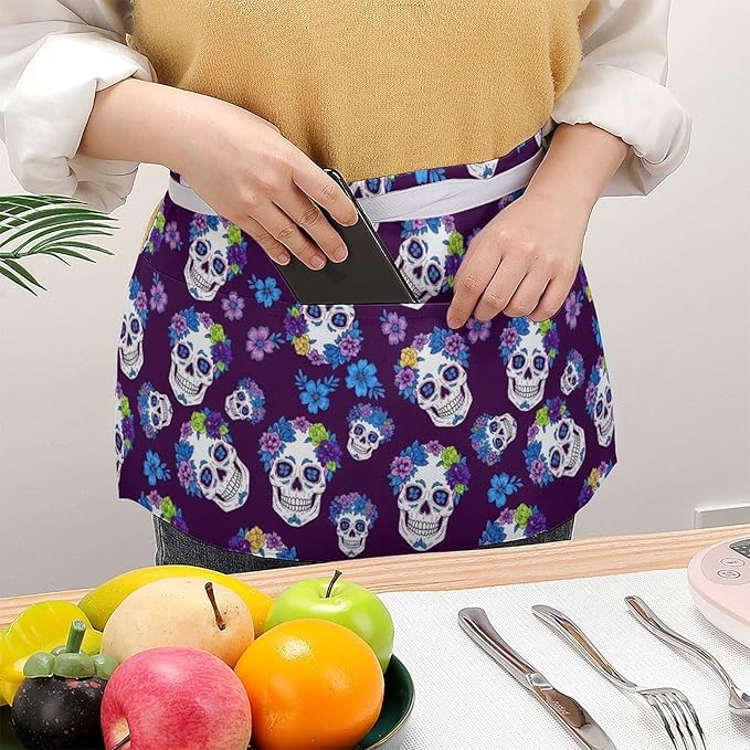 Short 3 Pockets Waist Waiter Waitress Half Apron Waterproof Chef Aprons