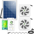 Solar Exhaust Fan for Chicken Coop with Battery, Solar Powered Fan with 25W Bifacial Solar Panel & Dual 5.5" Hang & Use Fans Kits