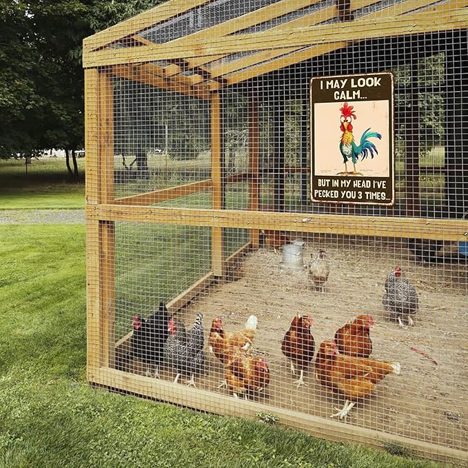 I May Look Calm' but in My Head I’Ve Pecked You 3 Times Chicken Coop Metal Tin Sign Decor Humorous Farmhouse Wall Art Home Farmhouse Farm Decor Chicken Coop Accessories 8x12 Inch