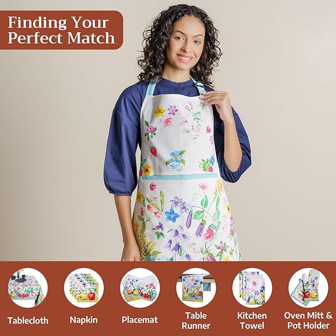 Maison d' Hermine 100% Cotton Apron for women with Pocket Kitchen Chef Apron for Men Cooking Easter Decorations