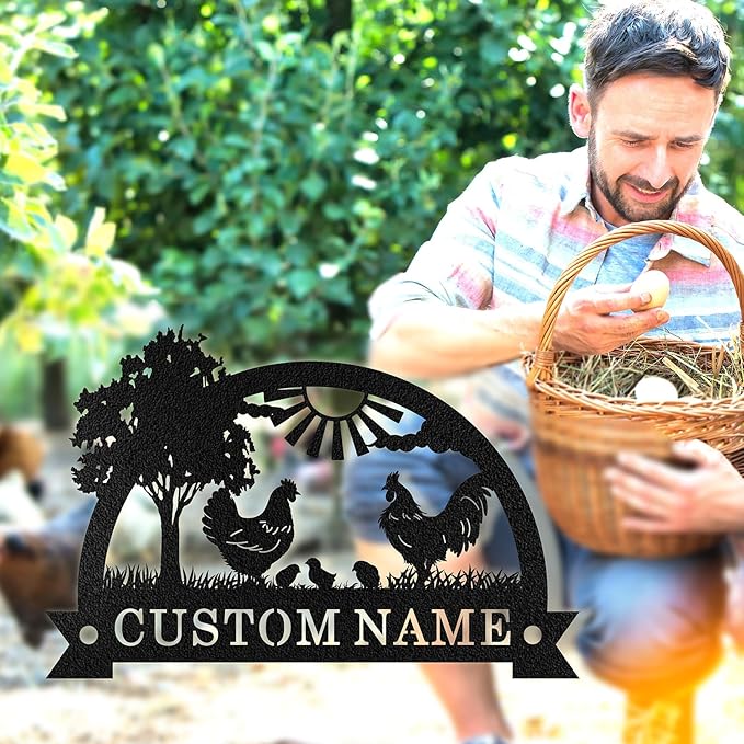 Custom Chicken Coop Signs, Personalized Chicken Coop Signs, Custom Metal Farm Sign for Outdoor, Chick Hen House Sign Funny Farmhouse Outside Wall Decor Gift