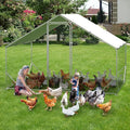 Outdoor Metal Chicken Coop & Run - 9.8x6.5FT Galvanized Steel Walk-in Poultry Cage with Waterproof Anti-UV Cover for Backyard, Garden, Farm (Chickens/Ducks/Rabbits)
