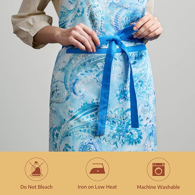 Maison d' Hermine 100% Cotton Apron for women with Pocket Kitchen Chef Apron for Men Cooking Easter Decorations