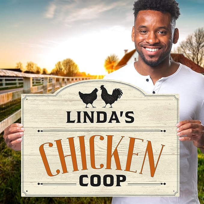 Custom Farm Chicken Coop Sign, Personalized Name Farmhouse Décor, For Outdoor and Sign, 18x24 Inches, Rust Free .063 Aluminum, Fade Resistant, Made in USA by Sigo Signs
