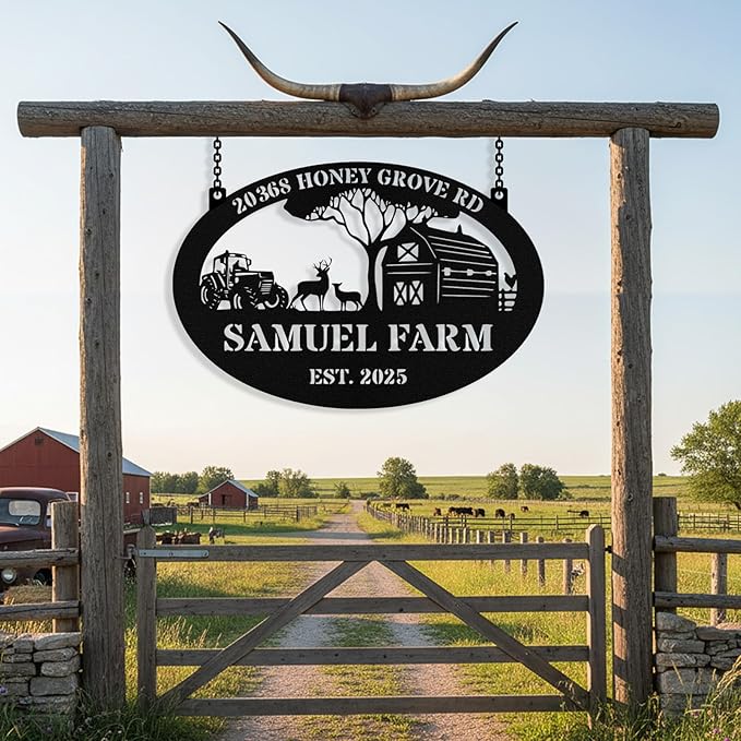Personalized Metal Farm Signs, Custom Ranch Sign, Customized Farm Metal Signs Outdoor, Custom Large Hanging Family Name Sign for Farms, Ranch, Barn, Farmhouse