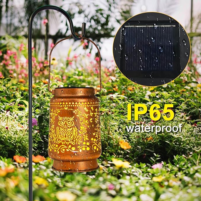 Solar Lanterns Outdoor Garden Decor,Birthday,Retirement Owl Gifts for Women, Mom, Grandma, Friend, Thanksgiving, Decorative Waterproof Hanging LED for Yard, Patio, Lawn, Landscape, Backyard