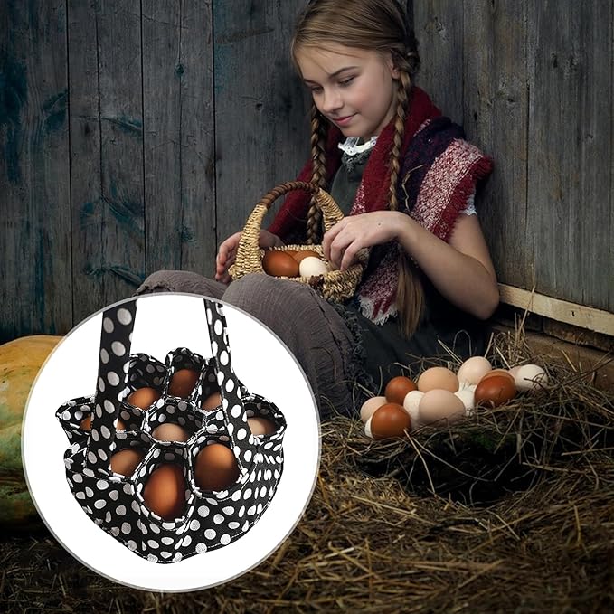 Large Egg Collecting & Gathering Basket Bag with 9 Pouches, Fresh, Durable Canvas Apron Egg Holder, Collector & Container for Duck, Chicken, Goose Eggs Collection