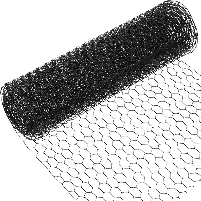 SATINIOR 2 Sheets Chicken Wire Net for Craft Work, Galvanized Hexagonal Wire Mesh (Black,13.7 x 80 Inches)