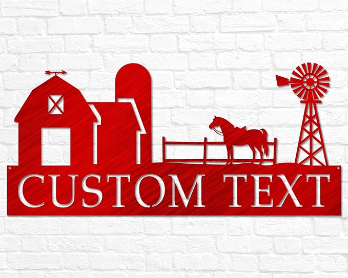 Personalized Metal Ranch Scene Wall Art – Custom Farmhouse Decor, Rustic Country Home Accent, Barn or Yard Decoration