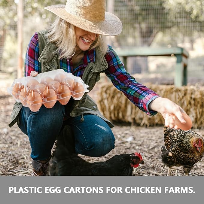 120PCS Egg Cartons Cheap Bulk, Clear Large Egg Cartons for Chicken Eggs, Chicken Egg Container Bulk Egg Holders for Refrigerator, Storage, Family, Chicken Farm, Market, 3x4 Grids