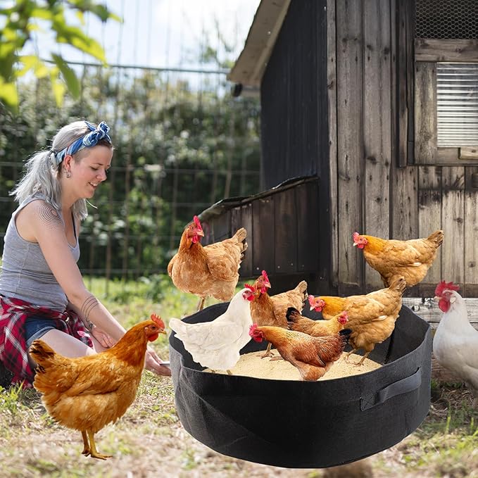 FlidRunest 2PCS Chicken Dust Bath Tub for Coop, Chicken Bath Cleaner Container with Sturdy Handle, 22.8'' x 9.8'' Dust Bath Pool for Chickens, Essential Coop Accessory for Chick, Hens, Poultry